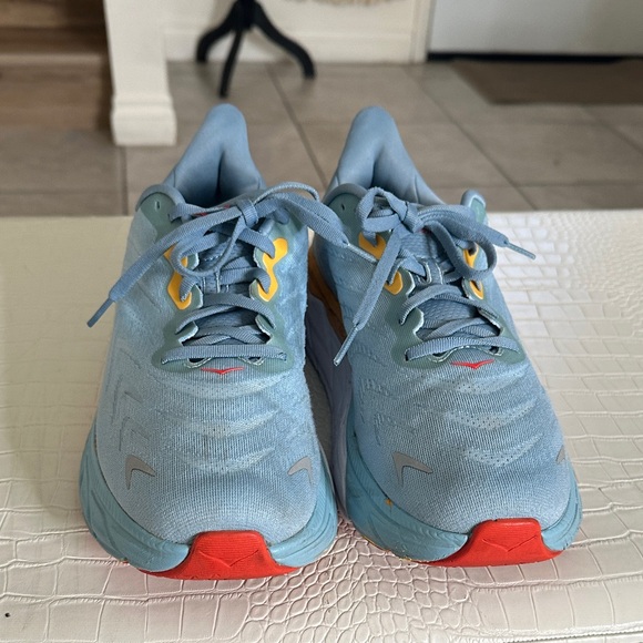 Hoka Pale Blue Running Shoes with Yellow and Red Accents - Picture 2 of 16